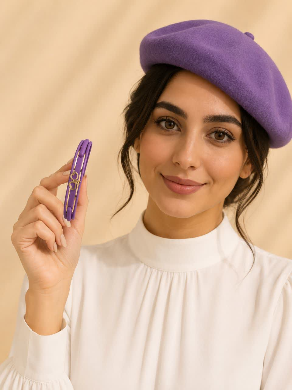 بنفش (1) دستبند چرم - Image 1